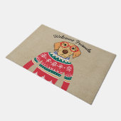 Funny Dog Wearing Glasses, Ugly KerstSweater Deurmat (Schuin)