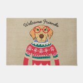 Funny Dog Wearing Glasses, Ugly KerstSweater Deurmat (Voorkant)