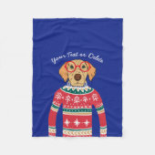 Funny Dog Wearing Glasses, Ugly KerstSweater Fleece Deken (Voorkant)