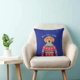 Funny Dog Wearing Glasses, Ugly KerstSweater Kussen