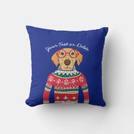 Funny Dog Wearing Glasses, Ugly KerstSweater Kussen