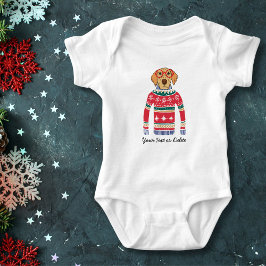 Funny Dog Wearing Glasses, Ugly KerstSweater Romper