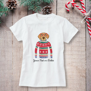 Funny Dog Wearing Glasses, Ugly KerstSweater T-shirt