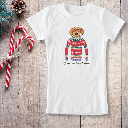 Funny Dog Wearing Glasses, Ugly KerstSweater T-shirt