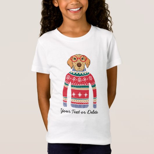 Funny Dog Wearing Glasses, Ugly KerstSweater T-shirt (Voorkant)