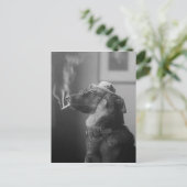 Funny  Dog Wearing Pet Roking Sigarette Briefkaart (Staand voorkant)