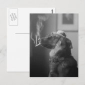 Funny  Dog Wearing Pet Roking Sigarette Briefkaart (Voorkant / Achterkant)