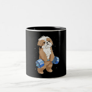 Funny Dog Weightlift Shih Tzu Tweekleurige Koffiemok