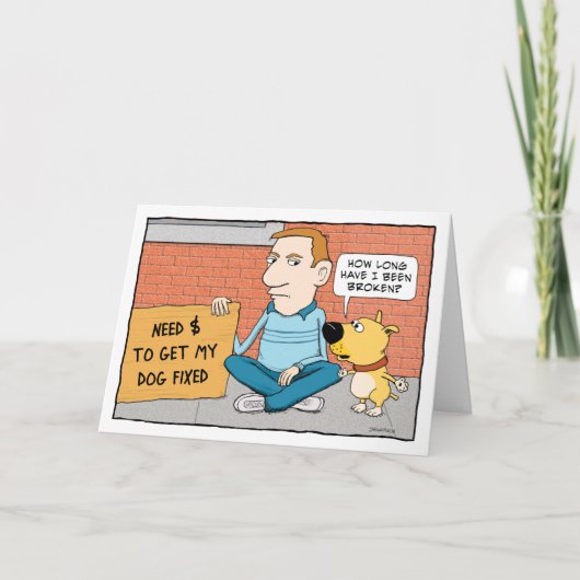 Funny Dog wil geen fijne dag worden. Kaart (Voorkant)