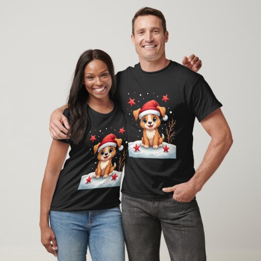 Funny Dog with Christmas Stars for Festive Season  T-shirt (Unisex)