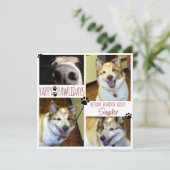 Funny Dog YAPPY PAWLIDAYS 4 Foto Paw Prints Card Kaart (Staand voorkant)