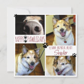 Funny Dog YAPPY PAWLIDAYS 4 Foto Paw Prints Card Kaart (Voorkant)