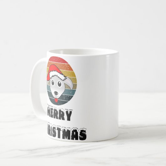 Funny Dog ziet grijze Cartoon met Santa Claus Pet Koffiemok (Voorkant links)