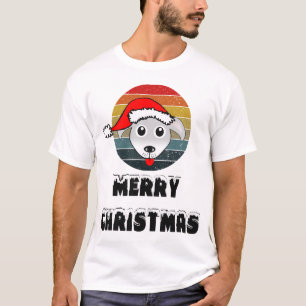 Funny Dog ziet grijze Cartoon met Santa Claus Pet T-shirt