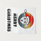 Funny Dog ziet grijze Cartoon met Santa Claus Pet Wandkleed (Voorkant (horizontaal))