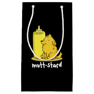 Funny Doggy Mustard Pun Dark BG Klein Cadeauzakje