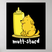 Funny Doggy Mustard Pun Dark BG Poster (Voorkant)