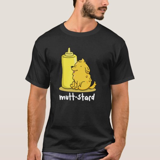 Funny Doggy Mustard Pun Dark BG T-shirt (Voorkant)