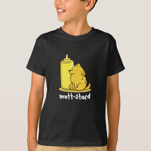 Funny Doggy Mustard Pun Dark BG T-shirt (Voorkant)