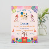 Funny Dogs 1e verjaardag Kaart (Staand voorkant)