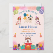 Funny Dogs 1e verjaardag Kaart (Achterkant)