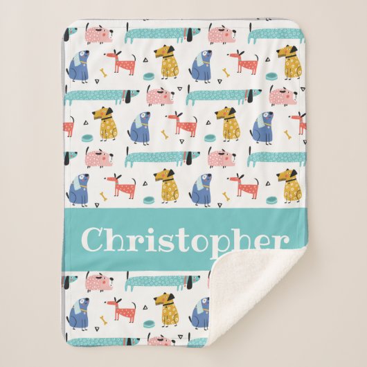 Funny Dogs Baby Sherpa Deken (Voorkant)