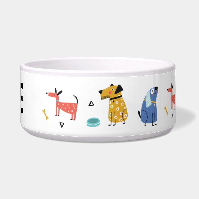 Funny Dogs Bowl met naam Voerbakje (Rechts)