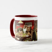 Funny Dogs die poker Coffee Mok Mokken speelt (Voorkant links)