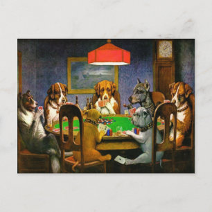 Funny Dogs die poker speelt Briefkaart