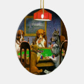 Funny  Dogs die poker speelt Keramisch Ornament (Rechts)