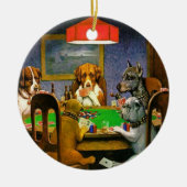 Funny  Dogs die poker speelt Keramisch Ornament (Voorkant)