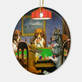 Funny  Dogs die poker speelt Keramisch Ornament (Links)