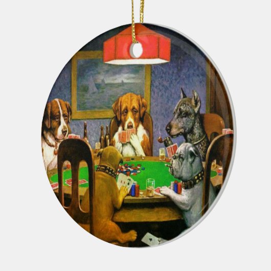 Funny  Dogs die poker speelt Keramisch Ornament (Links)