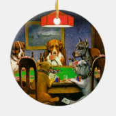 Funny  Dogs die poker speelt Keramisch Ornament (Achterkant)