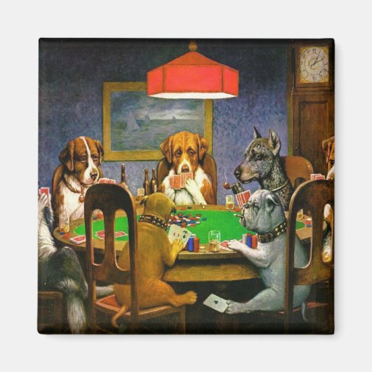 Funny  Dogs die poker speelt Magneet (Voorkant)
