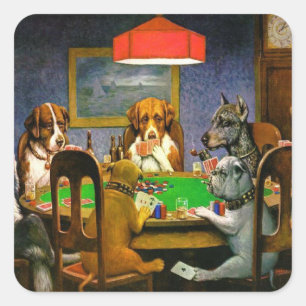 Funny  Dogs die poker speelt Vierkante Sticker
