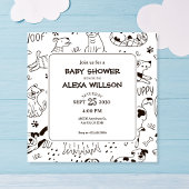 Funny Dogs doodle pattern baby shower Kaart