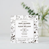 Funny Dogs doodle pattern baby shower Kaart (Staand voorkant)