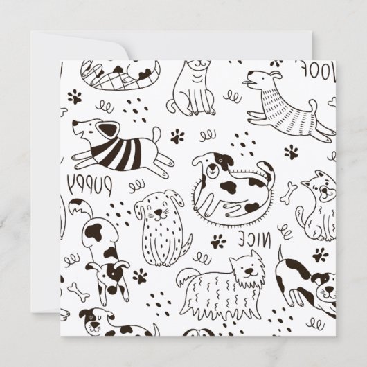 Funny Dogs doodle pattern baby shower Kaart (Achterkant)