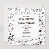 Funny Dogs doodle pattern baby shower Kaart (Voorkant)