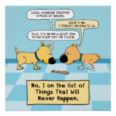 Funny Dogs eet dat Bacon Poster niet op (Voorkant)