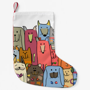 Funny dogs familie, naadloos patroon, vintage illu kleine kerstsok