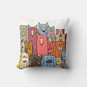 Funny dogs familie, naadloos patroon, vintage illu kussen