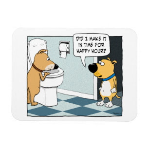 Funny Dogs Happy Hour bij Toilet Bowl Magneet