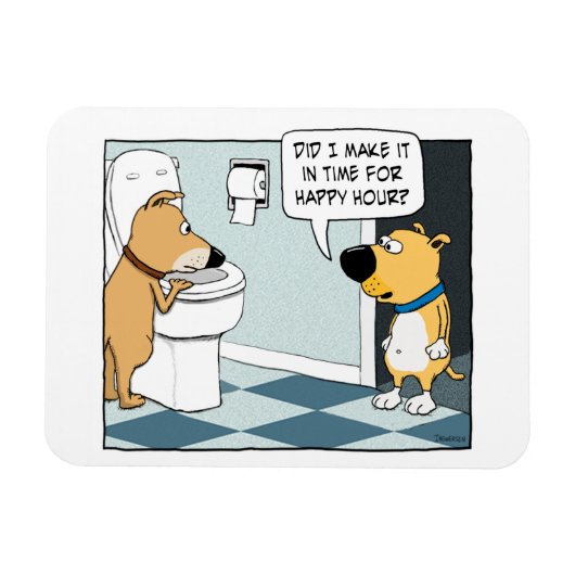 Funny Dogs Happy Hour bij Toilet Bowl Magneet (Horizontaal)