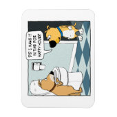 Funny Dogs Happy Hour bij Toilet Bowl Magneet (Verticaal)