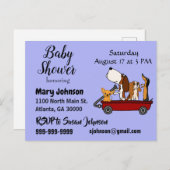 Funny Dogs in Wagon Baby shower Uitnodiging Briefkaart (Voorkant / Achterkant)