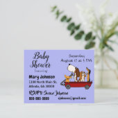 Funny Dogs in Wagon Baby shower Uitnodiging Briefkaart (Staand voorkant)