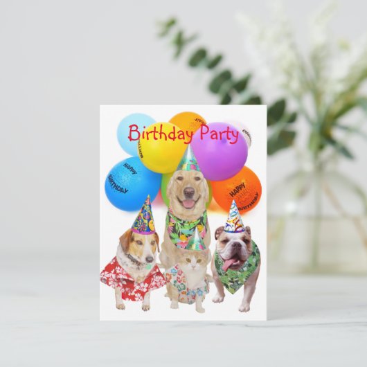 Funny Dogs Kinderen Party Uitnodiging (Staand voorkant)