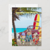  Funny Dogs/Lab Briefkaart Beach Party (Voorkant / Achterkant)